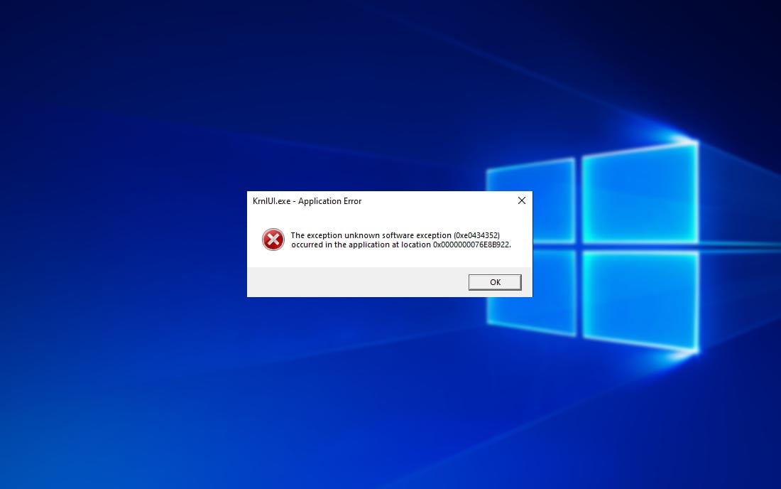 fix lỗi 0xe0434352 unknown software exception trên Windows
