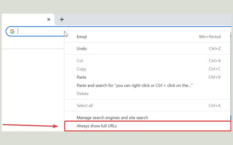 cách hiển thị đầy đủ url chrome 1