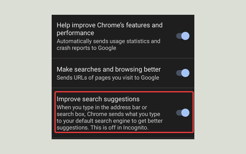 tắt chrome search suggestions 6